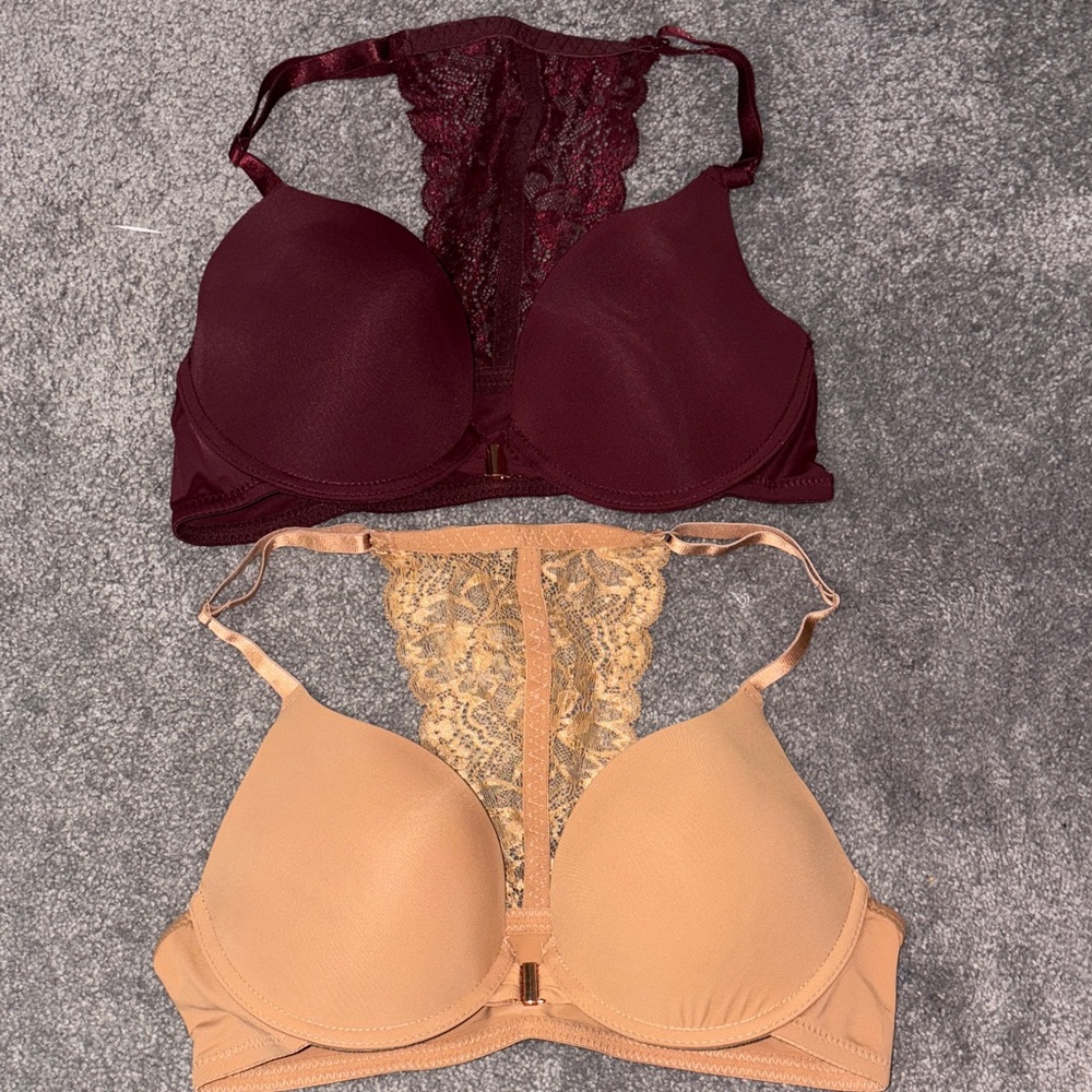 Racerback Push-Up Bra - Burgundy & Nude